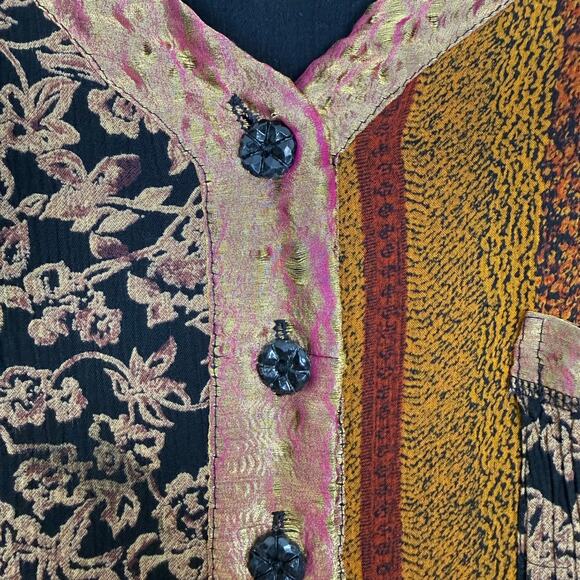 Silhouettes Vintage 90s Patchwork Midi Dress Artsy Boho Witchy Size 2X - Picture 2 of 7